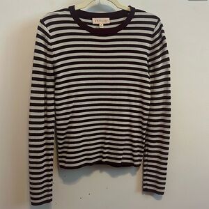 Philosophy Maroon and Grey Striped Shirt